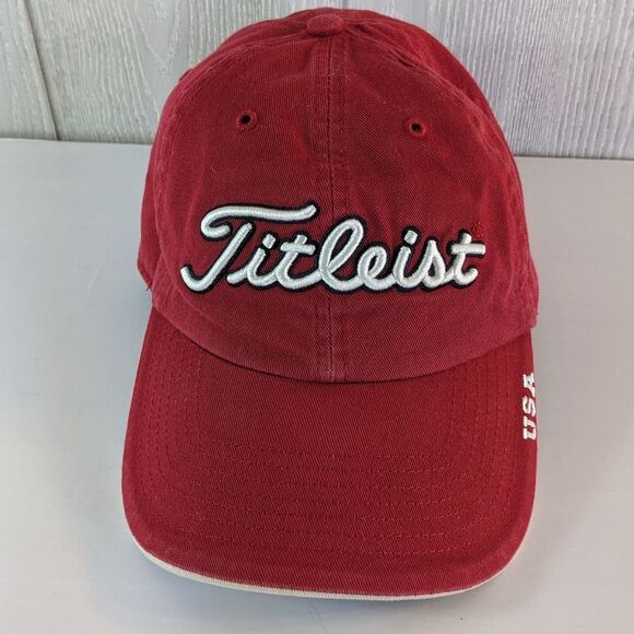 Titleist Red White Golf Strapback Hat EUC OSFM - Picture 9 of 9